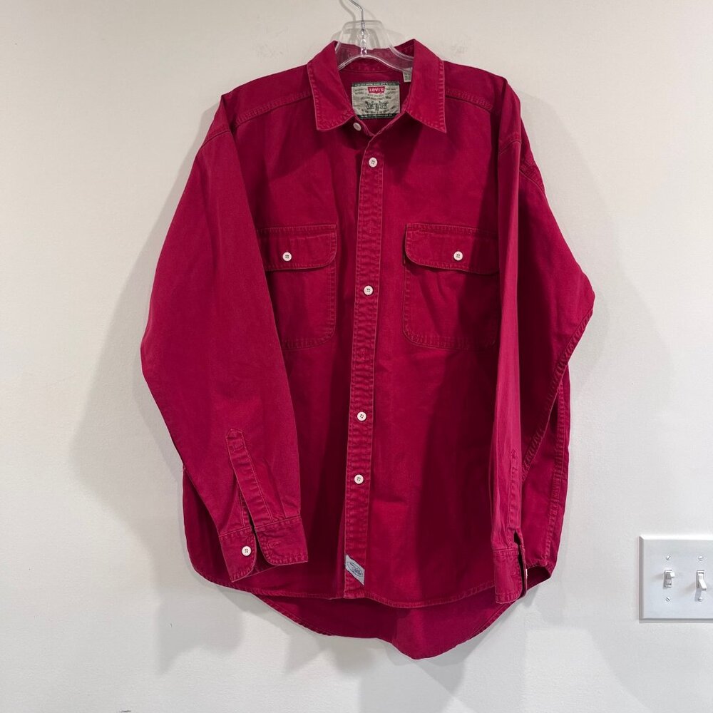 Men's Red Button-Up Shirt